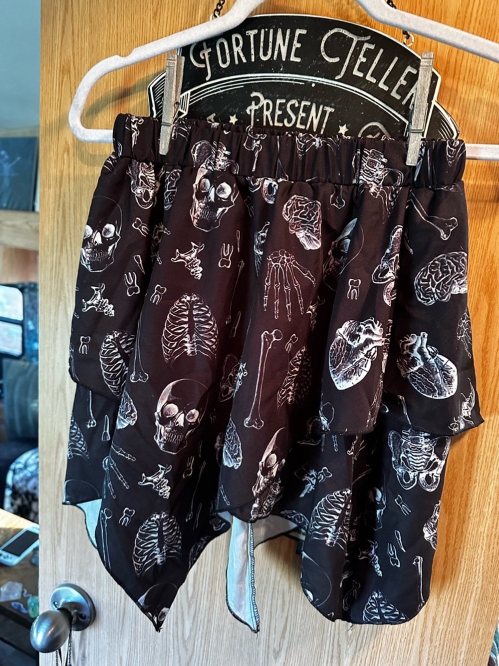 ROMWE Black Asymmetrical Skeleton Print Layered Skirt